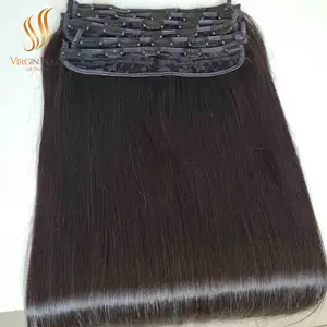 Wholesale clip in hair extension 100% Human Hair Natural Color Very Cheap Price Factory