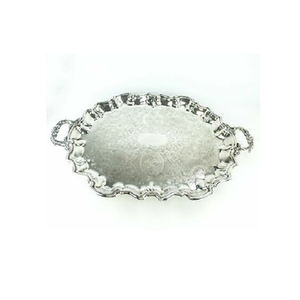 Plateau à thé décoratif élégant en aluminium avec poignée en laiton pur vaisselle de cuisine fait à la main plateaux de service accessoires de service - Product Image 4