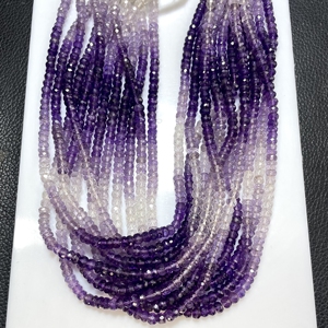 Perles en forme de rondelle à facettes en améthyste violette naturelle en gros Perles en pierre précieuse - Product Image 2