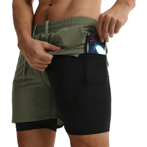 Pantalones cortos para correr para hombre, pantalones cortos negros de secado rápido para Fitness, pantalones cortos de doble capa para hombre, nuevo deporte, entrenamiento, culturismo - Product Image 6