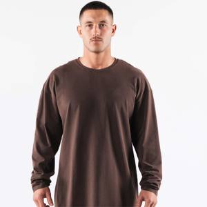 "T-shirt à manches longues et col rond 100% coton personnalisé de haute qualité: T-shirt pour homme vierge 230gsm" - Product Image 2