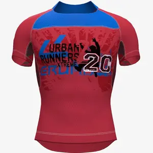 男式橄榄球球衣定制球队名称和标志红色和蓝色橄榄球球衣高品质女式全队橄榄球球衣