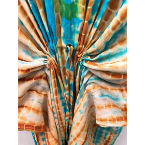 Caftán de Seda Crepé Tie Dye para Mujer, Hecho a Mano, Estilo Sari, para Playa, Venta al por Mayor al Mejor Precio - Product Image 6