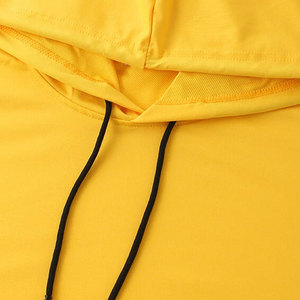Sweat-shirt à capuche jaune pour homme, impression numérique, motif uni, coupe classique, vêtement décontracté d'automne, tissu tissé, poche - Product Image 4