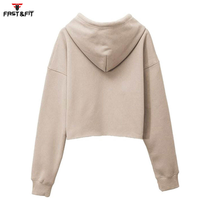 Vente en Gros de Qualité Supérieure Sweats à Capuche Tissu Doux Polyester Polaire Workout Fitness Femmes Crop Top Hoodies - Product Image 2