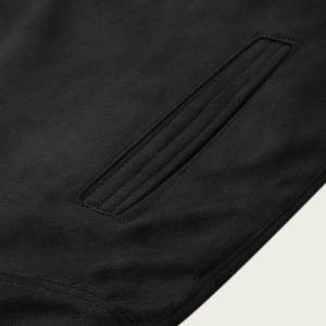 Men's Black <b>Suede</b> Bomber <b>Jacket</b> Stand Collar Zipper Closure Casual Autumn Wear Regular Fit Solid Color Men's <b>Leather</b> <b>Jacket</b> - Product Image 4