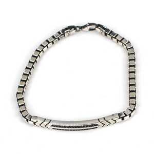 Tibetan Silver Unisex Tennis <b>Bracelet</b> with Onyx and Topaz Carved Arrow Motif Gift Channel Setting - Product Image 4