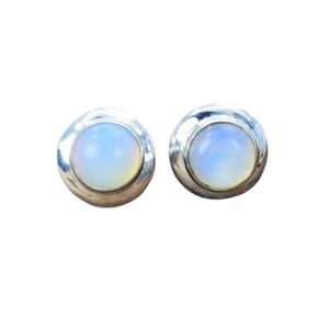 Handmade Classical <b>Stud</b> Earrings 925 Solid Jewelry For Women 925 Sterling <b>Silver</b> Milky Opalite Gemstone Boho Style Earrings - Product Image 1