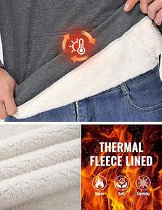 Sudadera con capucha Sherpa de peso pesado para hombre, sudadera atlética térmica de invierno, bolsillo de canguro, patrón sólido, forro polar grueso con capucha - Product Image 2