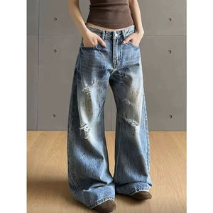 Pantalones Vaqueros Negros Holgados, Pantalones Vaqueros Vintage con Lavado Ácido y Bolsillos Casuales, en Oferta con Logotipo Personalizado - Product Image 3