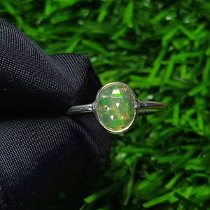 แหวนกรอบดี1.15กรัมโอปอลเอธิโอเปียนหลังแบนอัญมณี925เงินสเตอร์ลิงสำหรับวันครบรอบหรือของขวัญ - Product Image 2