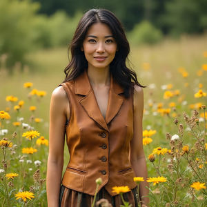 Chaleco de motorista de cuero genuino sin mangas con cuello vuelto y cremallera completa para Mujer | Chaleco de calle de cuero de oveja de algodón de lana hecho a medida - Product Image 3