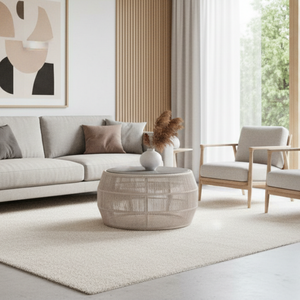 Table basse ronde en bois massif Edmount, mobilier de luxe pour la maison, couleur naturelle, style moderne, couleur personnalisable, emballage sécurisé - Product Image 2