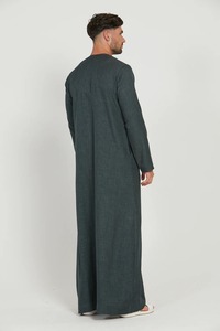 Haute qualité arabe Robe hommes solide respirant léger décontracté pleine longueur Thobe bords sur mesure poches mis à jour Jubba - Product Image 3