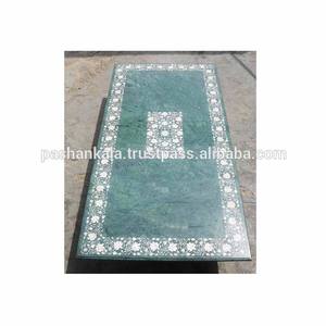 Tops de mesa de comedor de mármol verde hechos a mano - Product Image 1