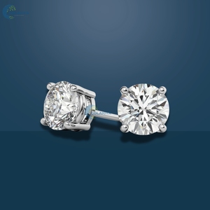 Solitario Moissanite Stud Pendiente 14K Oro Blanco Sólido Propuesta de Regalo 2.6TCW Redondo Brillante Corte Push Back Pendiente - Product Image 2