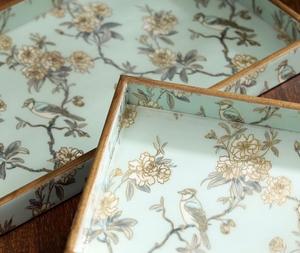 Haute qualité écologique personnalisé émail imprimé conception forme naturelle en bois à la main moderne stockage plateau de service ensemble artisanat cadeaux - Product Image 2