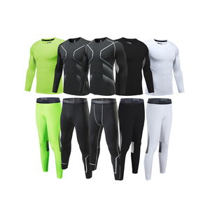 2026 Breathable Quick Dry Compression Long Sleeve <b>Base</b> <b>Layer</b> Suit Set for <b>Men</b> Digital Printing Solid Spandex/Polyester Legging - Product Image 3