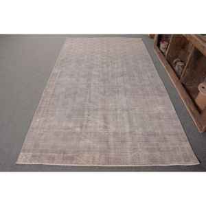 Tapis Turc Vintage Moderne Grand Rectangle 4.8x 8.2ft Fait à la Main Gris Patchwork Design Laine Latex Tabriz pour Chambre Couloir - Product Image 1