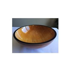 Bol de service de mariage en bois naturel laqué, artisanal, design personnalisé, bol à salade, fruits, service moderne, bol en bois de luxe - Product Image 1