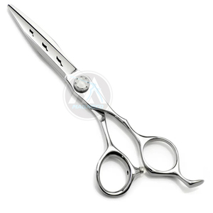 กรรไกรตัดผมมืออาชีพ 6.5 นิ้ว ผลิตจากเหล็กกล้าไร้สนิมญี่ปุ่น พร้อมดีไซน์ใบมีดแบบกลวงและด้ามจับแบบออฟเซ็ต - Product Image 1