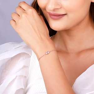 Hot Selling Elegant <b>Charm</b> Rose Gold Shamrock Bracelet With Diamond And Pearl 14K 18K Gold Rhodium Plated Bangles For Women - Product Image 3