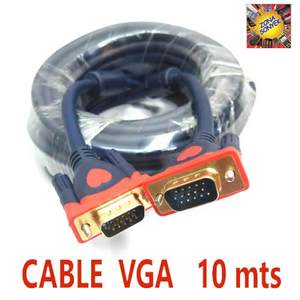 Cable VGA de 10 Metros - Revestimiento de PVC, Blindaje Trenzado, Núcleo de Ferrita, Conductor de Cobre, Recubrimiento Negro, Macho-Macho, Resolución 1080p - Product Image 1