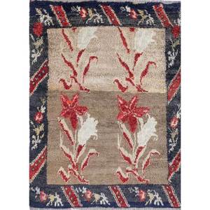 พรมขนสัตว์ถักมือสีเบจและสีน้ำตาลลายดอกไม้ ขนาดใหญ่ สำหรับตกแต่งบ้าน ห้องนั่งเล่น และทางเดิน-Pae-1383 - Product Image 1