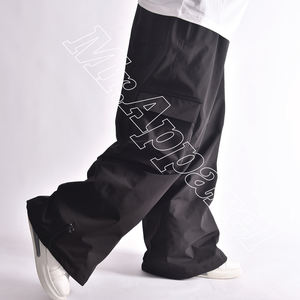 100% High Quality <b>Black</b> Waterproof <b>Baggy</b> Snow <b>Pants</b> With <b>Cargo</b> Pockets Drawstring Waist And Cinch Bottoms - Product Image 4