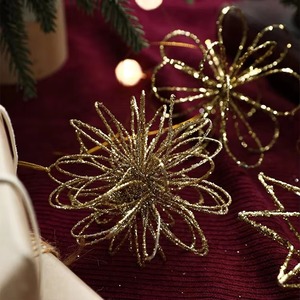 Décor de table de style à la mode fer et paillettes décoration de noël étoile Topper Table noire décor de noël - Product Image 2