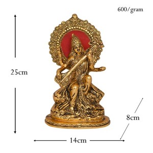 Chất Lượng Tốt Nhất Saraswati Bức Tượng Nữ Thần Tượng Thần Tượng Hindu Tôn Giáo Nghệ Thuật Brass Saraswati Murti Cho Diwali Món Quà Ngày Món Quà Sinh Nhật - Product Image 4