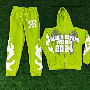 Conjunto de Sudadera con Capucha y Pantalones Deportivos de Invierno Personalizados para Hombre y Mujer, OEM, Casual, Sólido, Cálido, de Algodón - Product Image 3