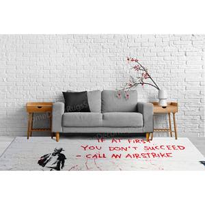 Tapis imprimé Banksy Call an Airstrike, antidérapant, lavable en machine, tapis gobelin - Product Image 3