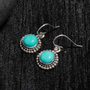 ต่างหูของขวัญคริสต์มาสน้องสาวสีฟ้าเทอร์ควอยซ์สไตล์โบฮีเมียนชุบเงิน925แข็งทันสมัย - Product Image 4