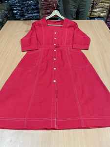 Elegante Vestido Tipo Camisero de Mezclilla para Mujer, Vestido Personalizado con Corte Evase para Verano, Formal, Modesto, Profesional, Mangas Largas, Talla Grande - Product Image 3