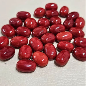 Coral rouge italien, pierre précieuse naturelle méditerranéenne, pierre précieuse en vrac, grande taille, forme ronde ovale, belle couleur rouge, meilleure qualité pour bijoux. - Product Image 1