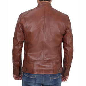 Veste en cuir véritable pour hommes, style bombardier de moto rouge, fermeture éclair, coupe-vent respirant, écologique, hiver, raisonnable - Product Image 5