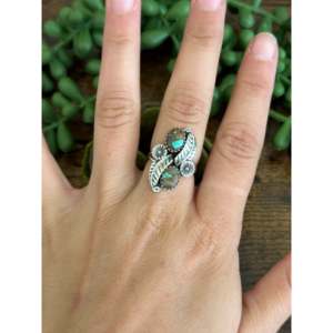 Bague en argent sterling avec turquoise Royston faite à la main au sud-ouest, taille 5 - Product Image 2