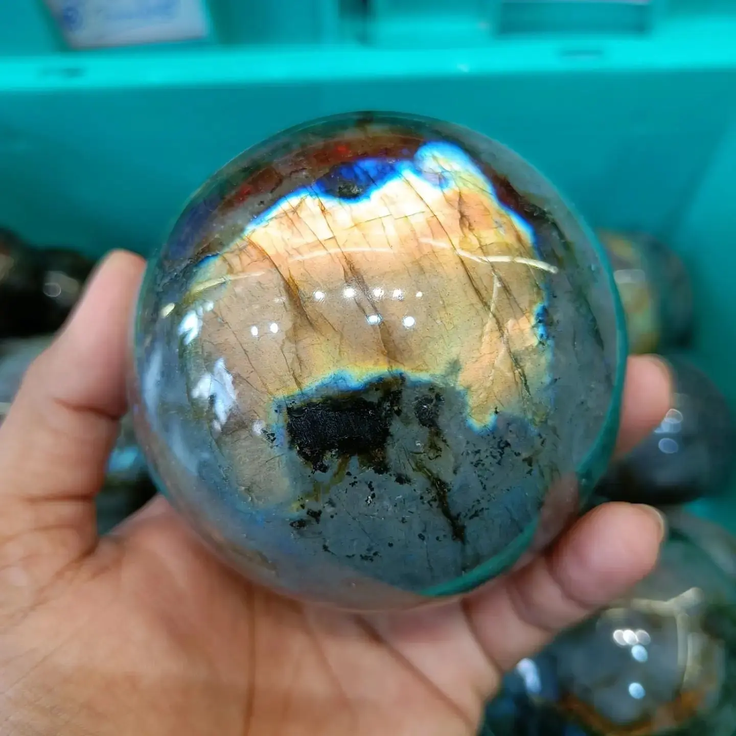 Bola de cristal de esfera de labradorita curativa Natural de alta calidad para meditación curación Feng Shui terapia de Chakra espiritual