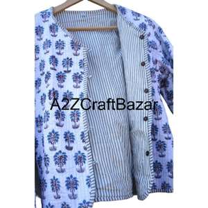 Veste matelassée réversible en coton pur 100% de style indien pour femmes, faite à la main, patchwork floral, vestes d'hiver faites à la main - Product Image 5