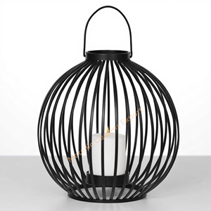 Sleek Black Iron Sphere Lantern Unique Modern <b>Candle</b> Jar <b>Holder</b> for Stylish Indoor/<b>Outdoor</b> Decor and Soothing Ambiance Lighting - Product Image 6