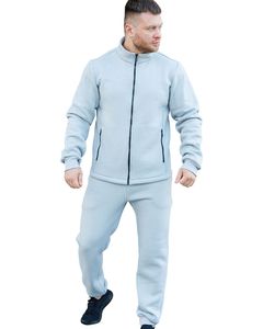 Ensemble de survêtement en molleton pour homme, veste zippée intégrale et pantalon de jogging, ensemble de sport chaud et confortable, vêtements de sport décontractés - Product Image 1