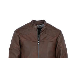Chaqueta de motorista con cuello levantado de invierno informal para hombre en cuero de piel de cordero genuino negro con cierre de cremallera Tipo de suministro ODM - Product Image 3