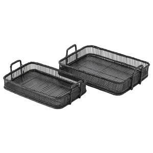 Best Choice Design Bamboo Rattan Serving Storage <b>Trays</b> Set Rectangle Table Serving Sustainable Woven Home Organizer Safe for - Product Image 2