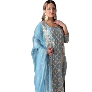भारी कढ़ाई वर्क पार्टी ड्रेस बॉलीवुड सलवार कमीज भारतीय पाकिस्तानी डिजाइन