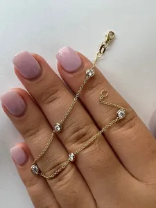 Bracelet chaîne à maillons solitaire en moissanite marquise romantique de 0,50 ct pour femmes, élégant, plaqué or argent 925, fiançailles - Product Image 5