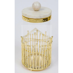 New Food and <b>Masala</b> Storage Container and Canister Kitchenware Tabletop Decorative Spice <b>Box</b> With Glass and Metal Round Shape - Product Image 5