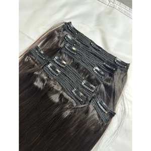 Extensions de cheveux vierges indiennes Remy 120 grammes, style vague naturelle, 30 pouces de longueur étirée, extrémités tirées simples, tissages à clips - Product Image 1