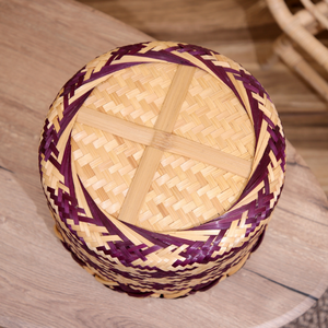 ถาดเสิร์ฟไม้ไผ่ทรงกลมทอมือ ถาดตกแต่งเป็นมิตรกับสิ่งแวดล้อมสำหรับโต๊ะอาหาร ของตกแต่งบ้าน - Product Image 4