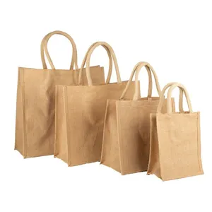 100% sacs à provisions en jute brut Golden Eco Choice durable élégant et respectueux de la terre sacs fabriqués à la main en jute du fournisseur bangladais